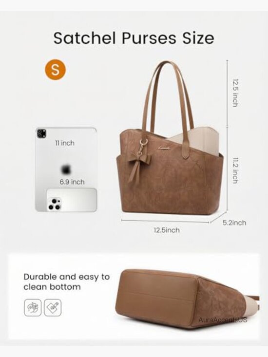Amazon.com: 11 inch iPad Sleeve Carrying Leather Bag for  Structured PU Leather Satchel Shoulder Bag with Top Handle, Fits iPad